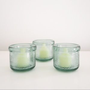 Set of 3 Tinted Glass Candle Holders with Candles Included